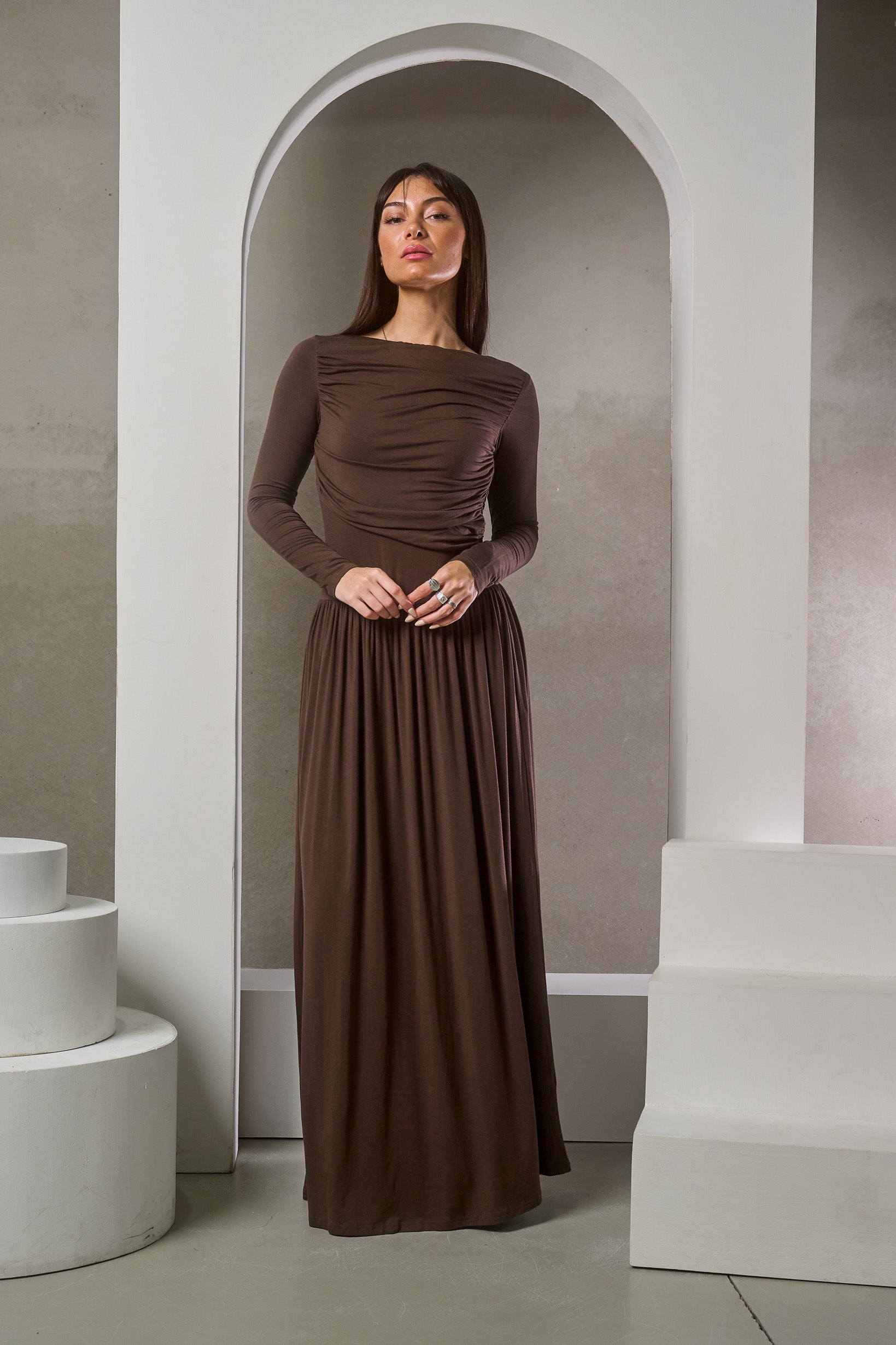 Shaye Pleated Jersey Dress