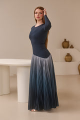 Miraj Ombre Pleat Dress