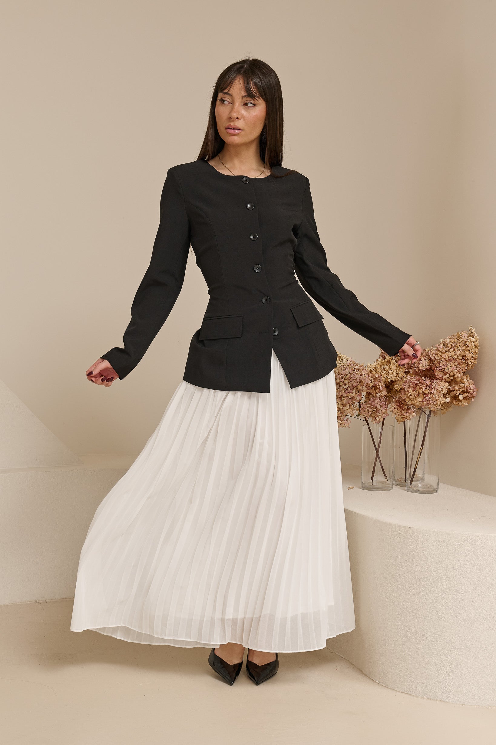 Miraj Blazer Pleat Dress