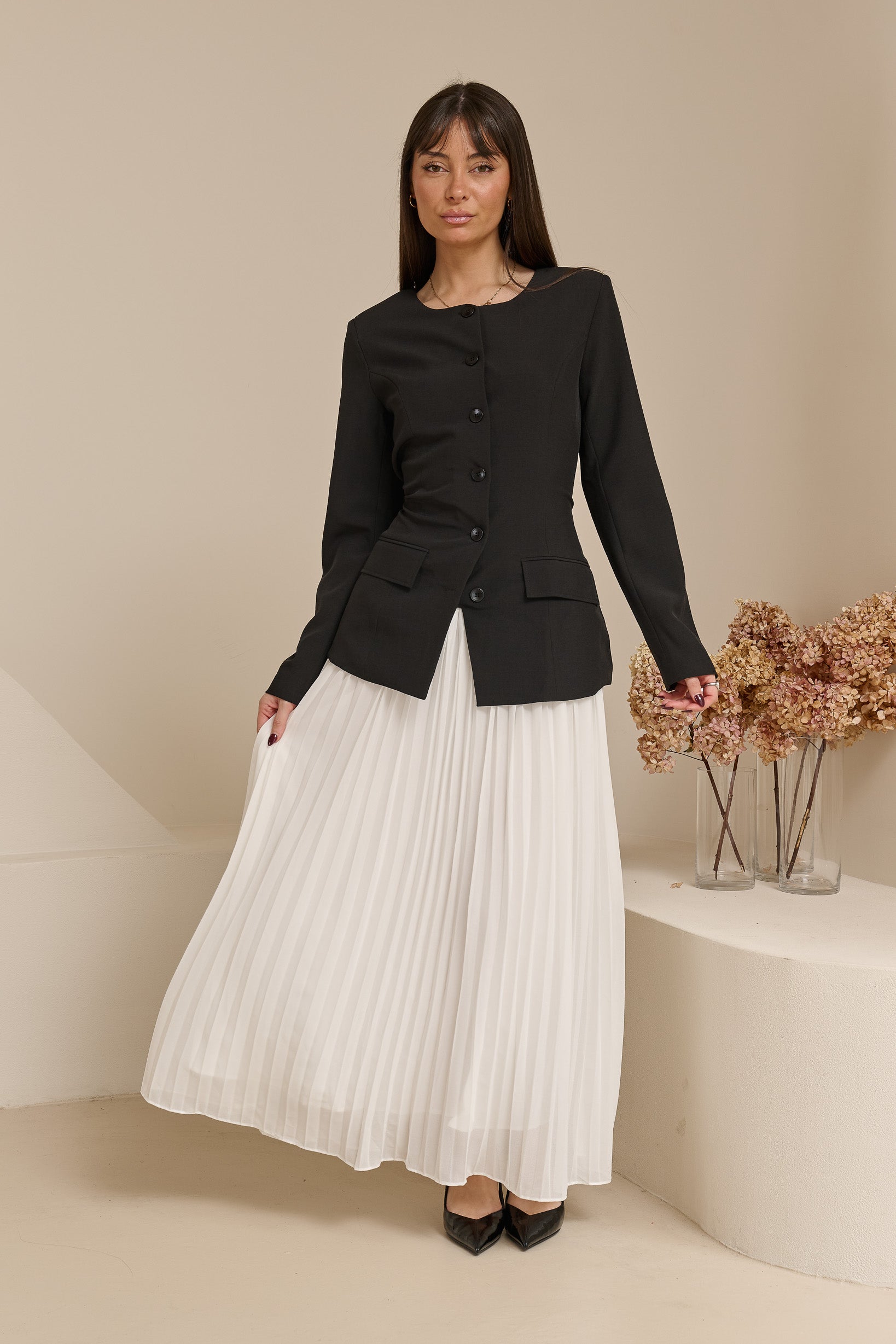 Miraj Blazer Pleat Dress