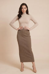 Ribbed Knit Skirt - Shades of Grey
