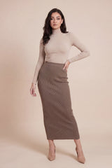Ribbed Knit Skirt - Shades of Grey