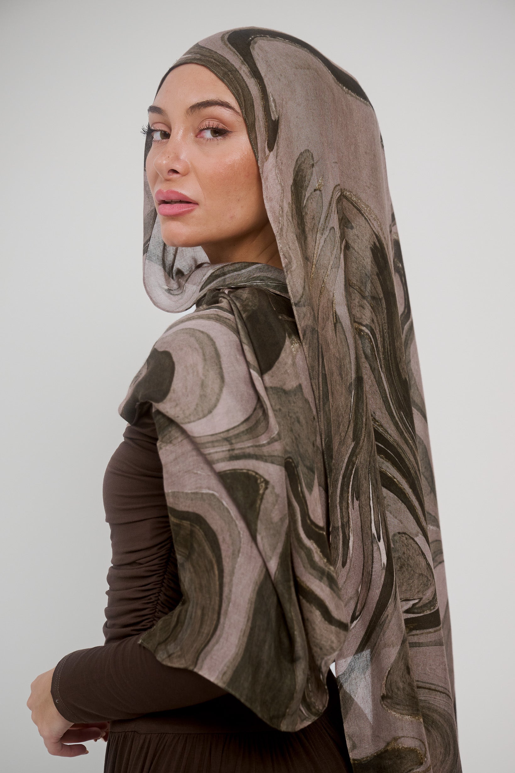 Printed Modal Shawl - Shades of Green