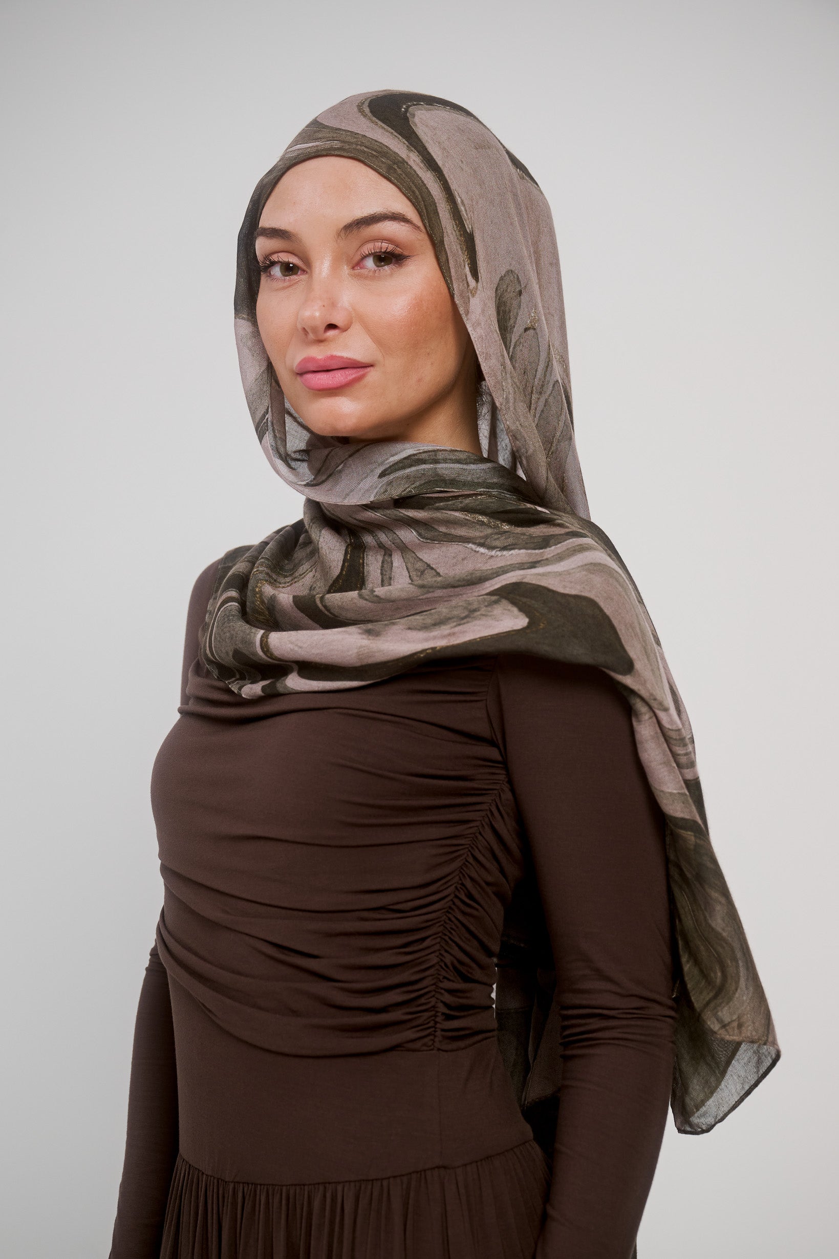 Printed Modal Shawl - Shades of Green