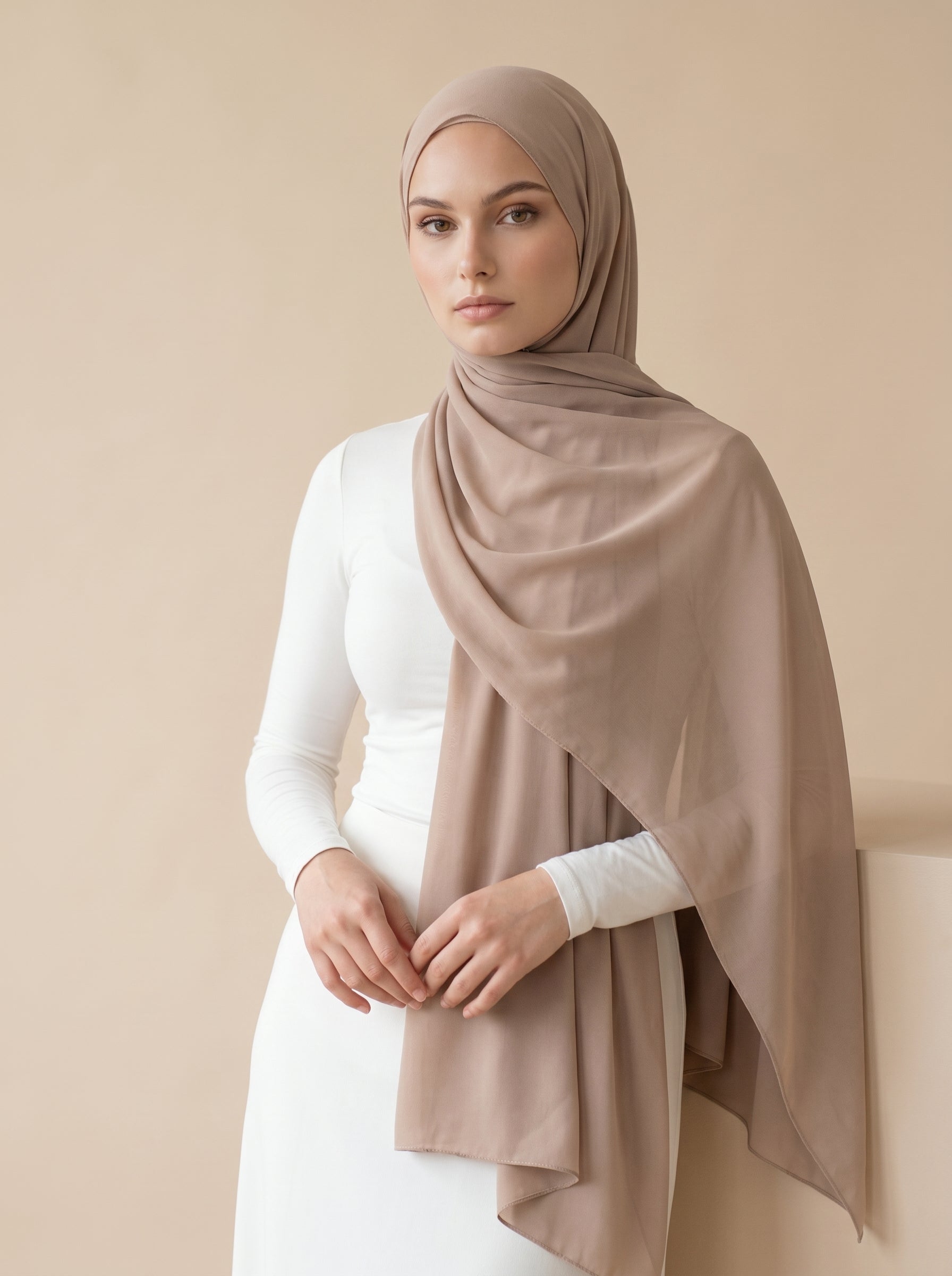 Chiffon Shawl - Shades of Dark Nude
