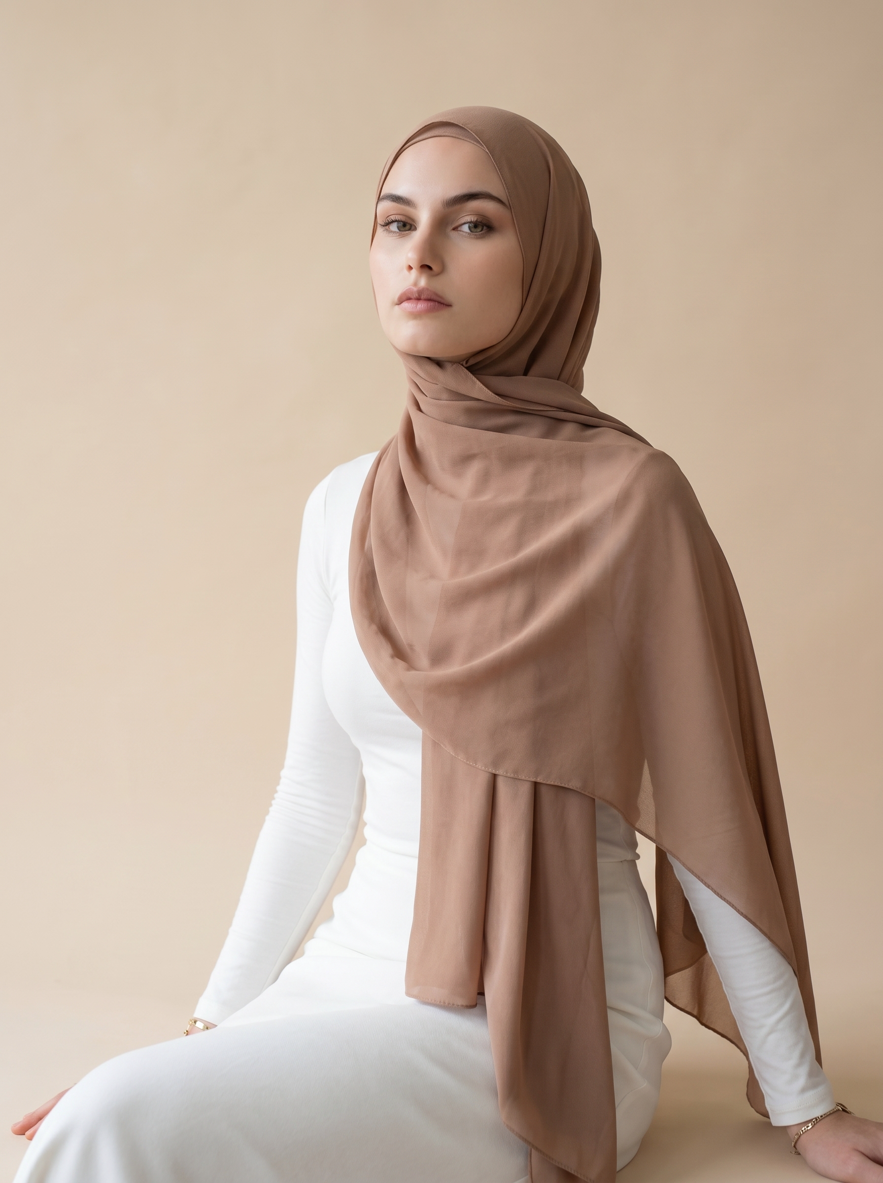 Chiffon Shawl - Shades of Dark Nude