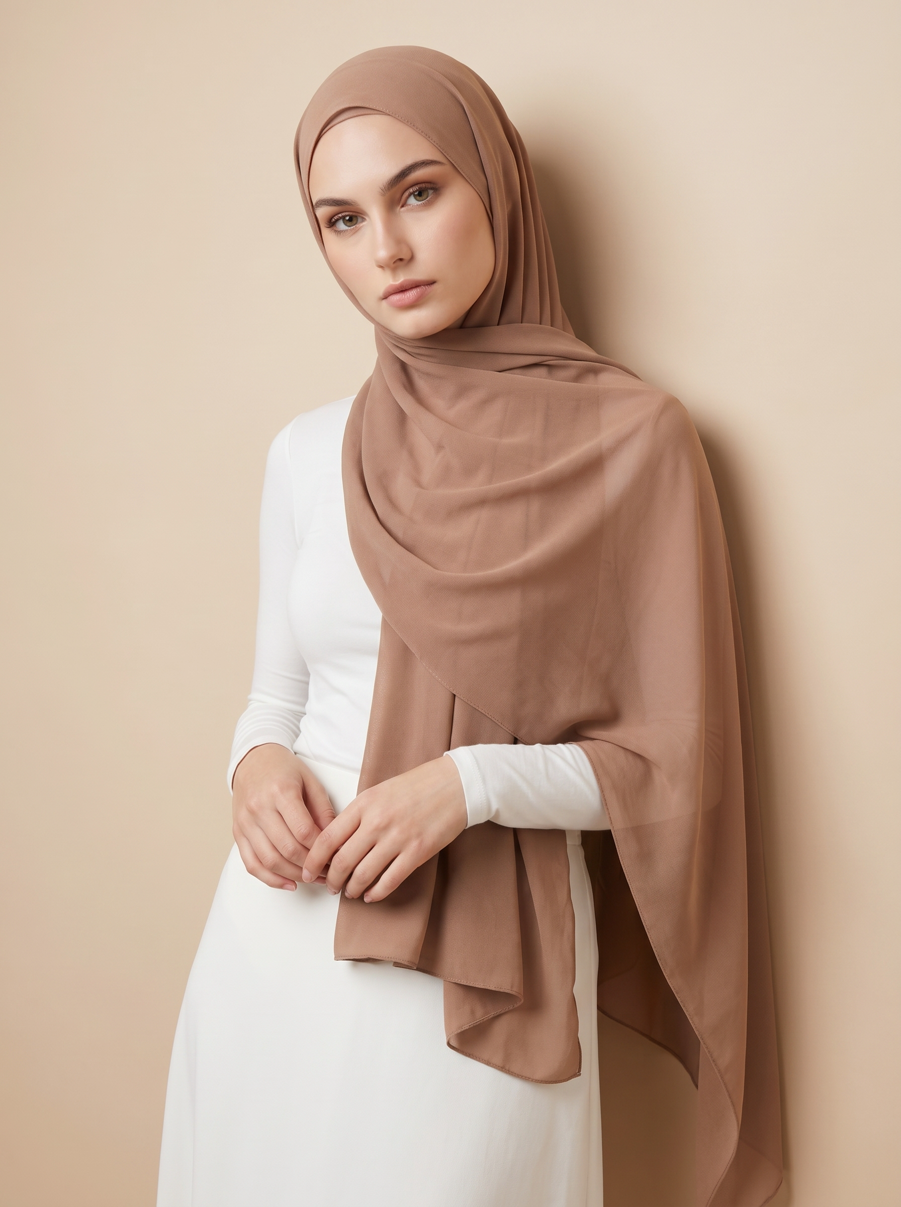 Chiffon Shawl - Shades of Dark Nude