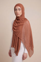 Cotton Tassleless Shawl - Shades of Light Brown