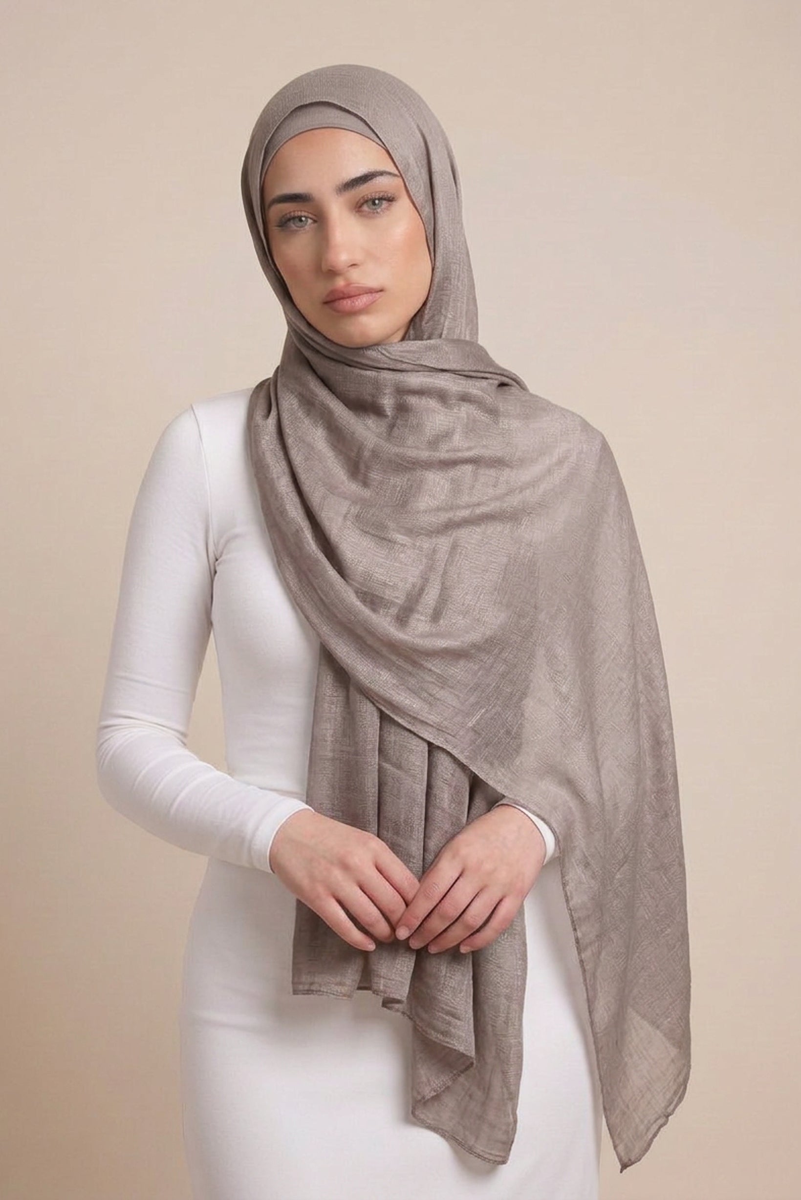 Cotton Tassleless Shawl - Shades of Grey
