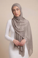 Cotton Tassleless Shawl - Shades of Grey