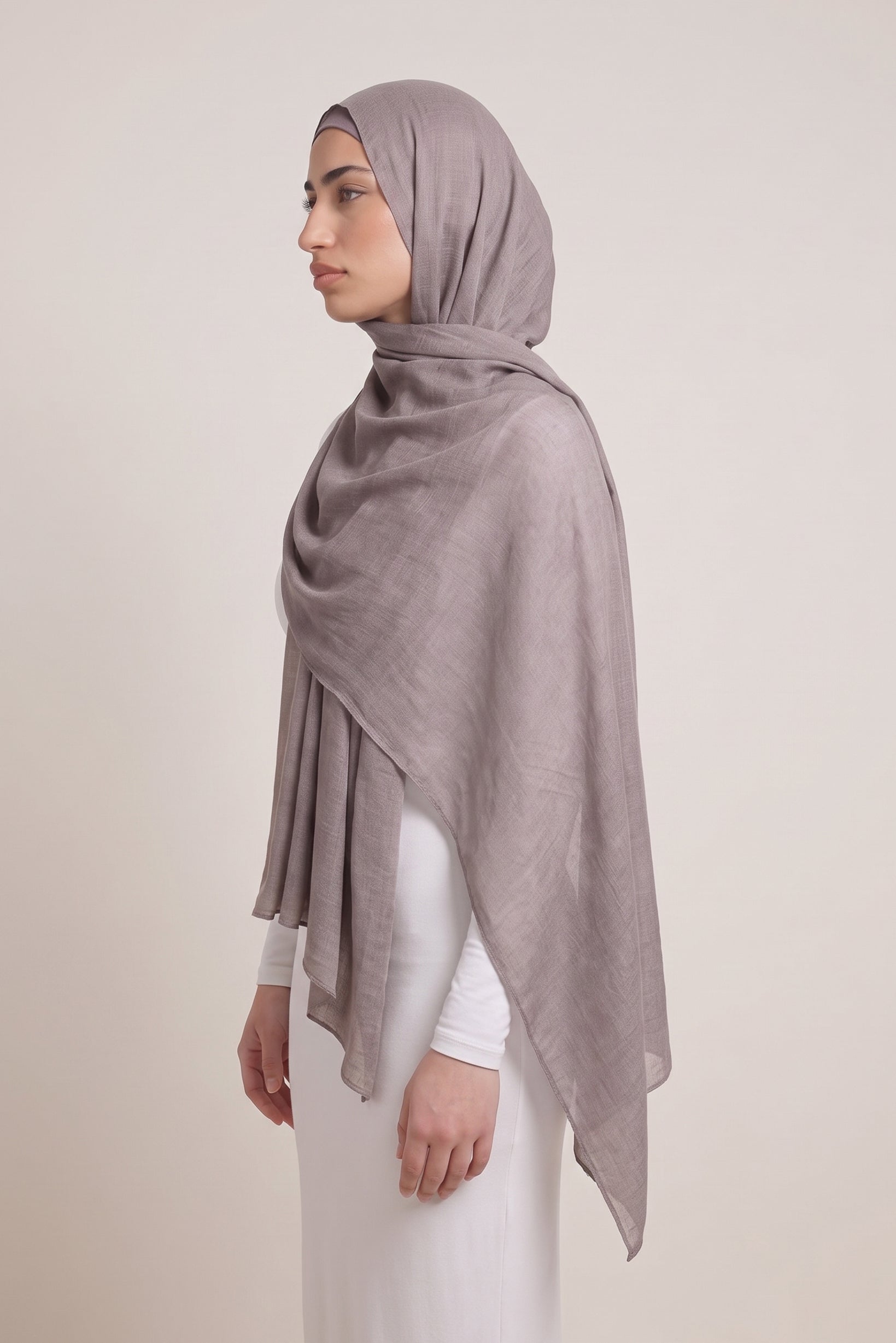 Cotton Tassleless Shawl - Shades of Grey