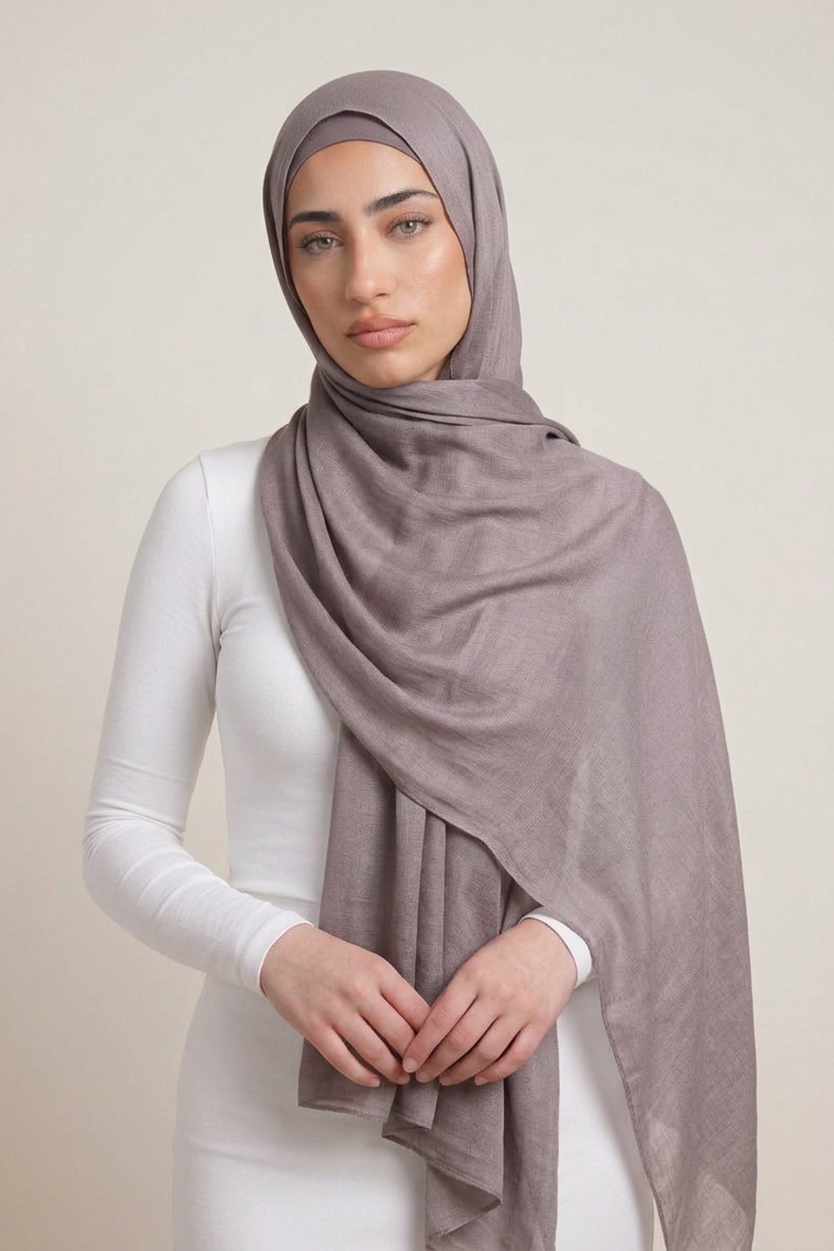 Cotton Tassleless Shawl - Shades of Grey