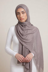 Cotton Tassleless Shawl - Shades of Grey