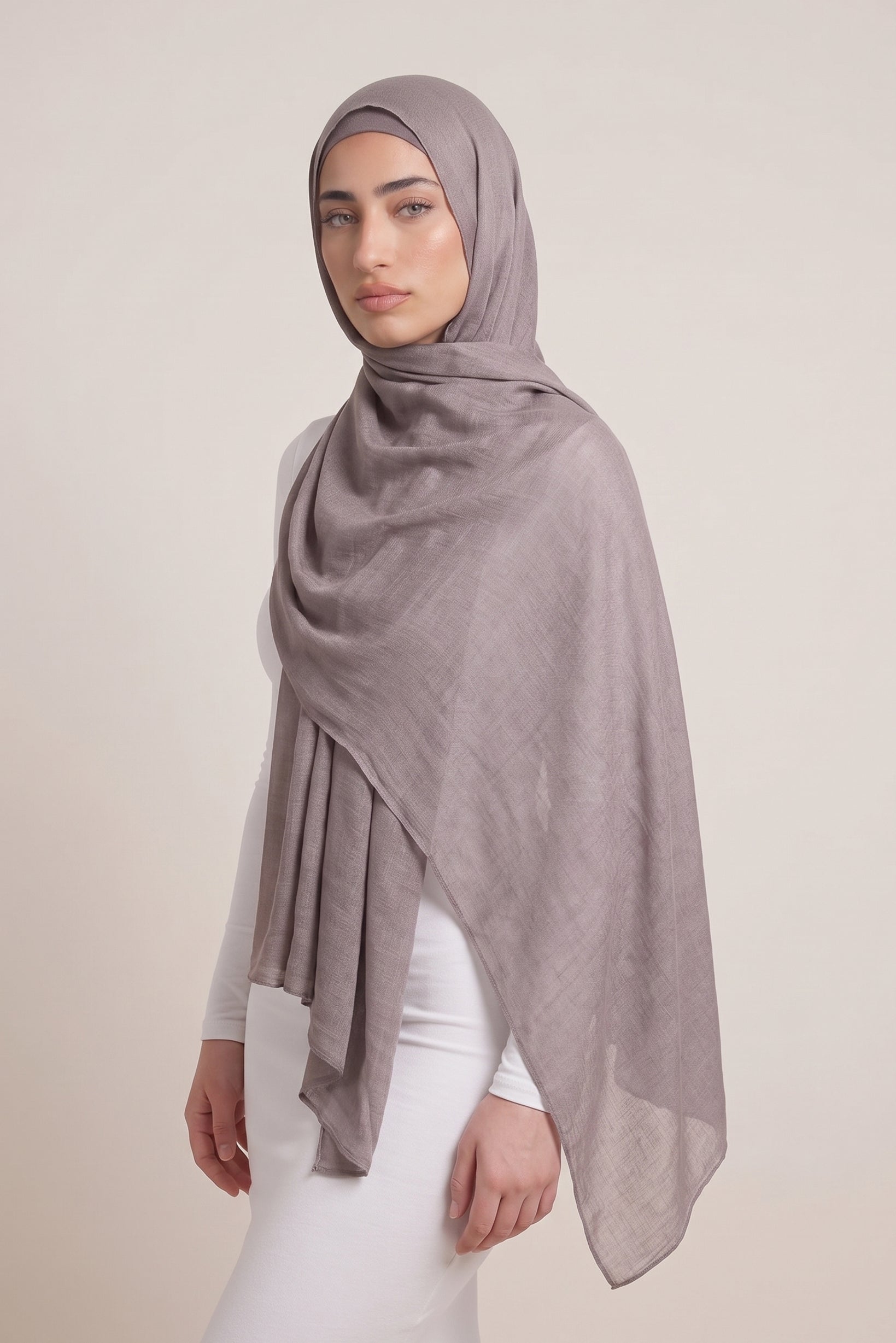 Cotton Tassleless Shawl - Shades of Grey