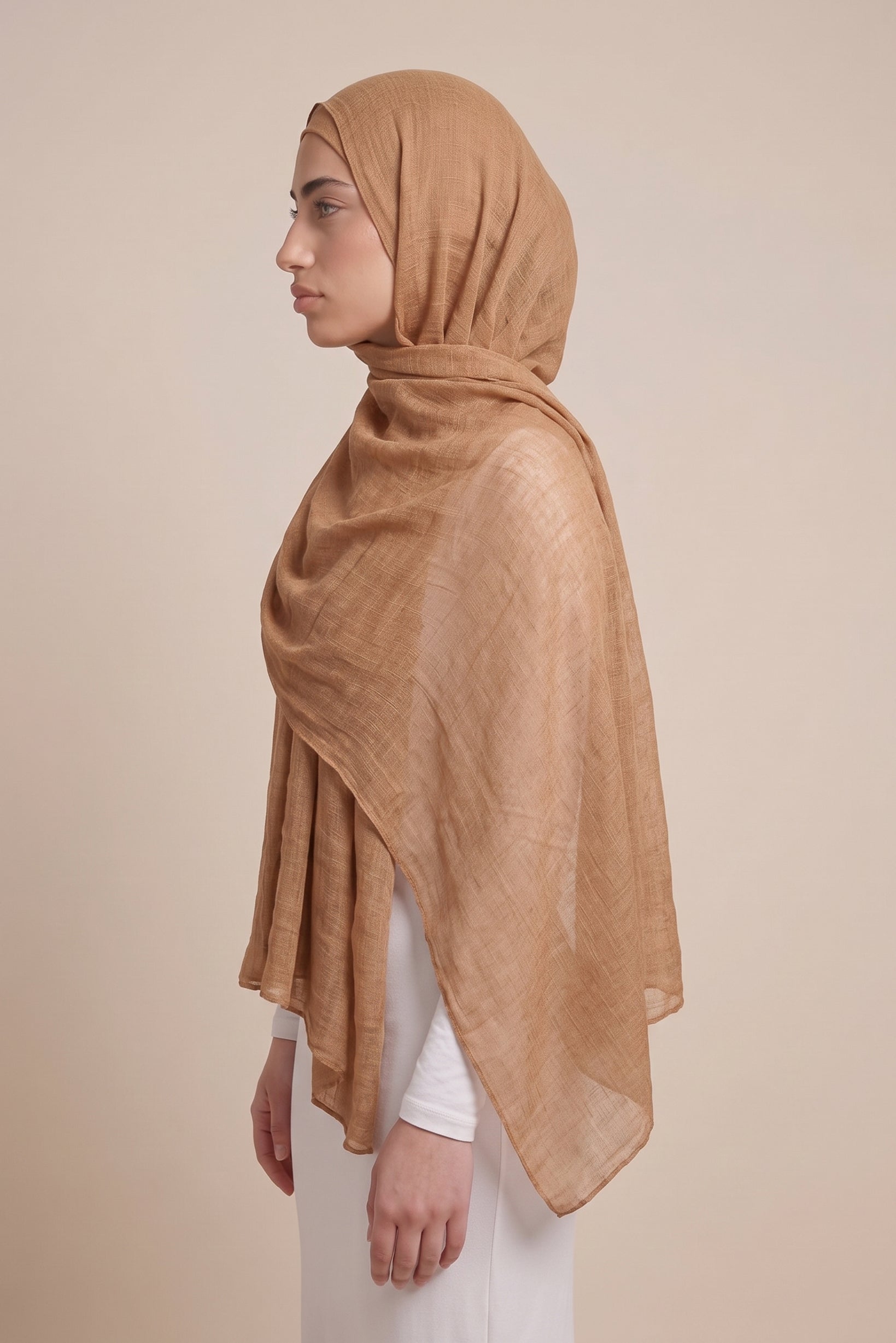 Cotton Tassleless Shawl - Shades of Earth Tones