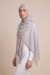 Cotton Tassel Twisted Shawl - Shades of Grey