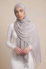 Cotton Tassel Twisted Shawl - Shades of Grey