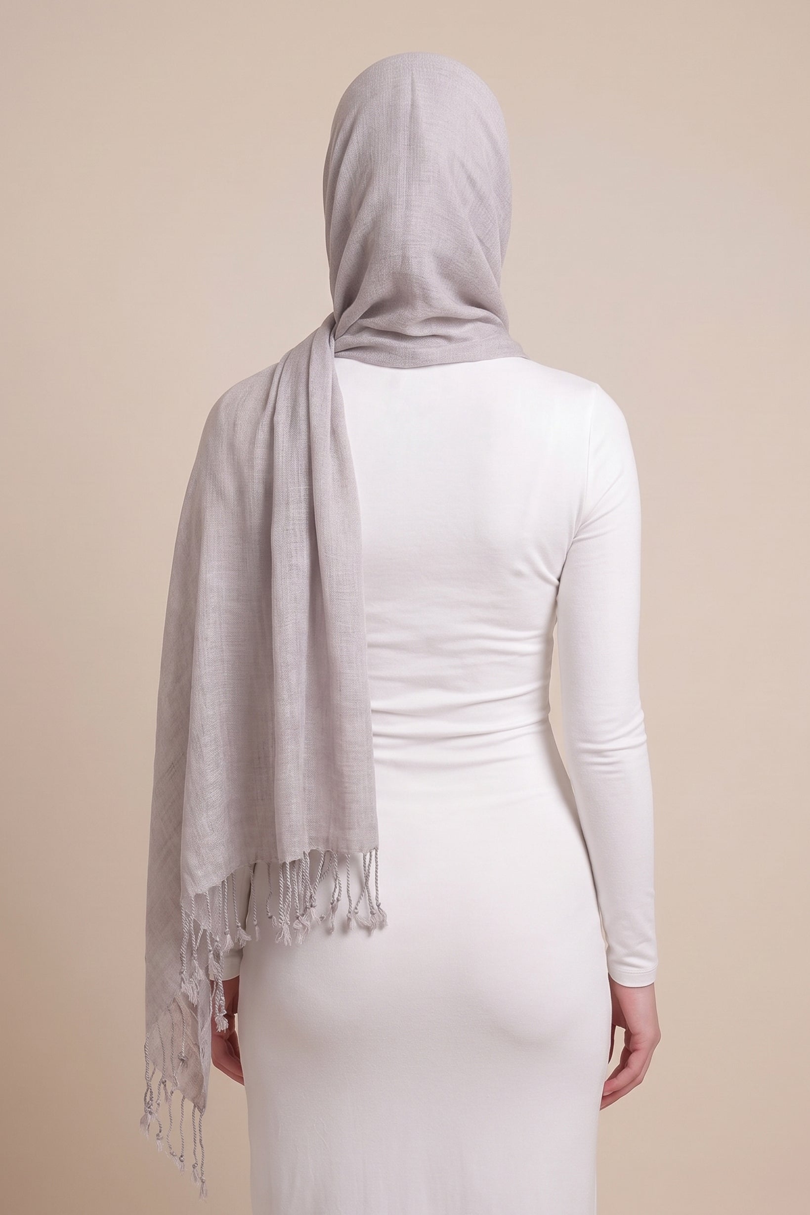 Cotton Tassel Twisted Shawl - Shades of Grey