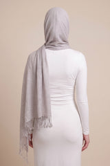 Cotton Tassel Twisted Shawl - Shades of Grey