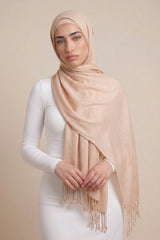 Cotton Tassel Twisted Shawl - Shades of Light Brown