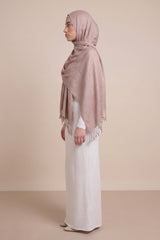 Cotton Tassel Twisted Shawl - Shades of Brown