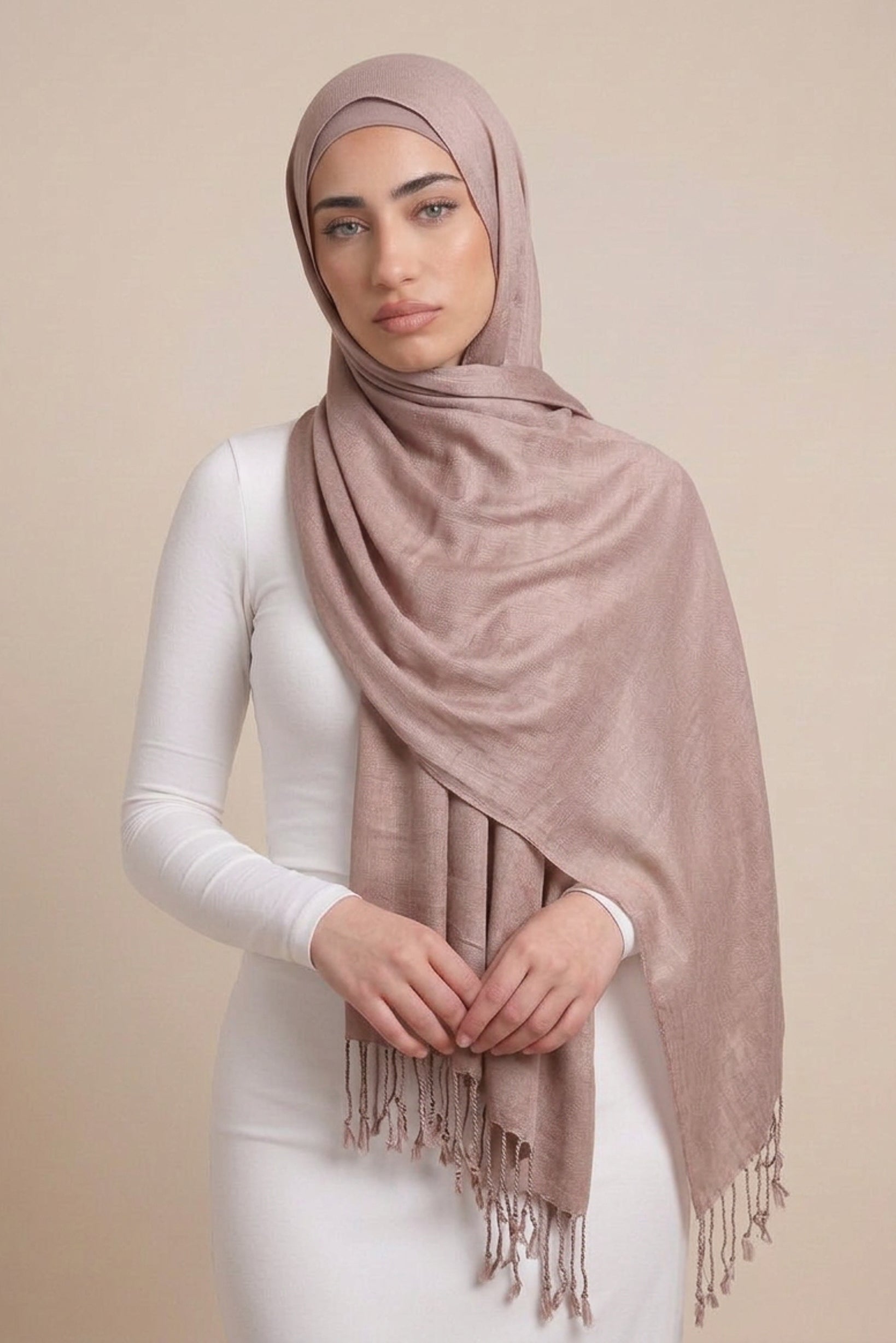 Cotton Tassel Twisted Shawl - Shades of Brown