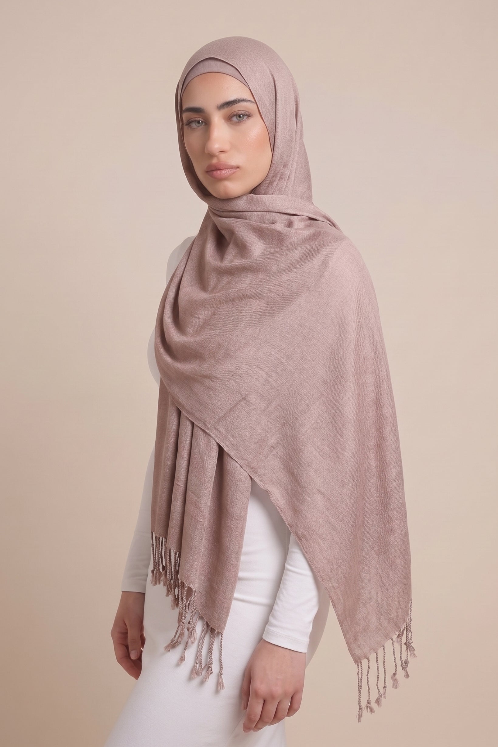Cotton Tassel Twisted Shawl - Shades of Brown