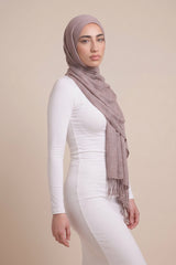 Cotton Tassel Twisted Shawl - Shades of Grey