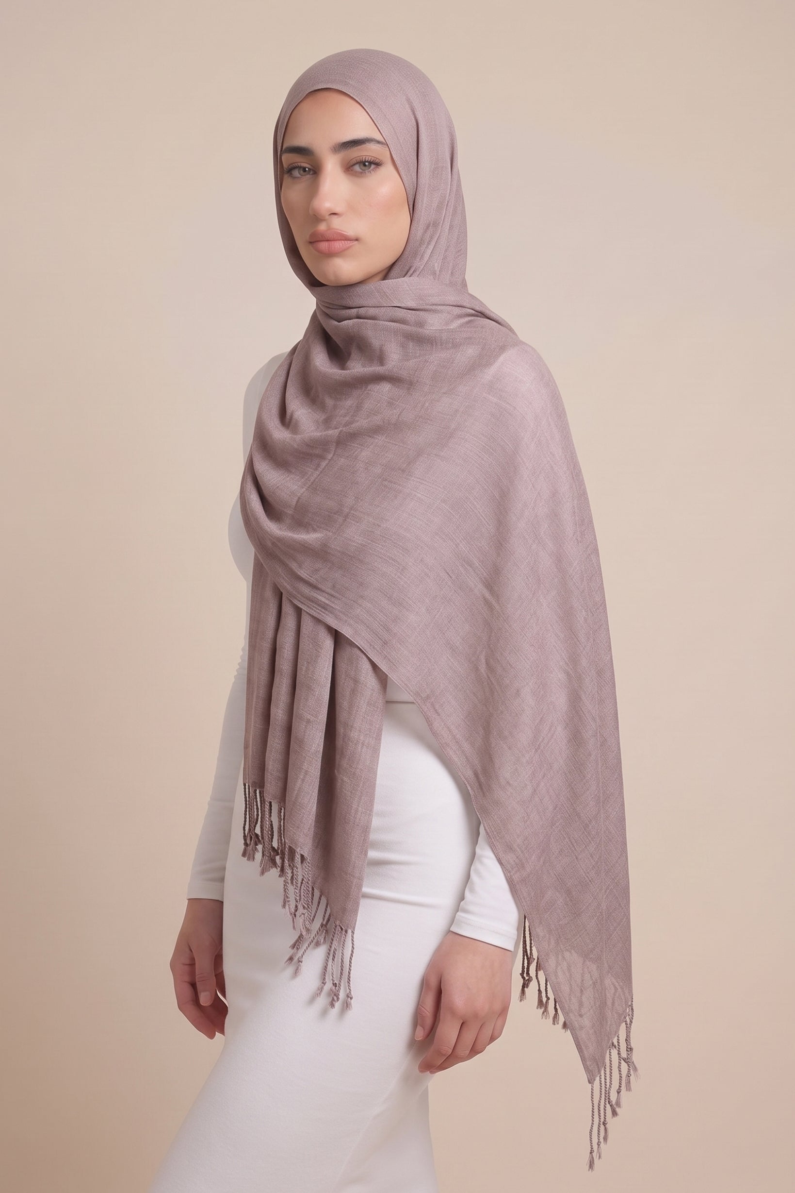 Cotton Tassel Twisted Shawl - Shades of Grey