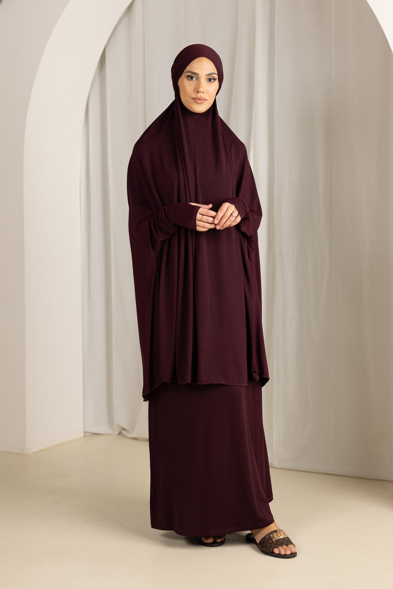 Tie Back Jilbab Prayer Set Sleeves - Dark Shades