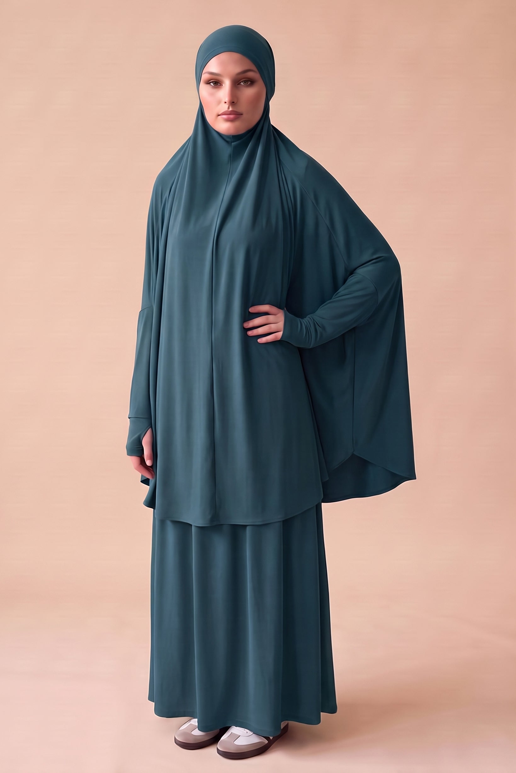 Tie Back Jilbab Prayer Set Sleeves - Dark Shades
