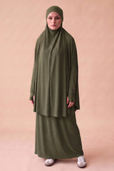 Tie Back Jilbab Prayer Set Sleeves - Dark Shades