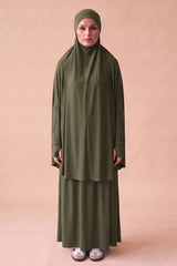 Tie Back Jilbab Prayer Set Sleeves - Dark Shades