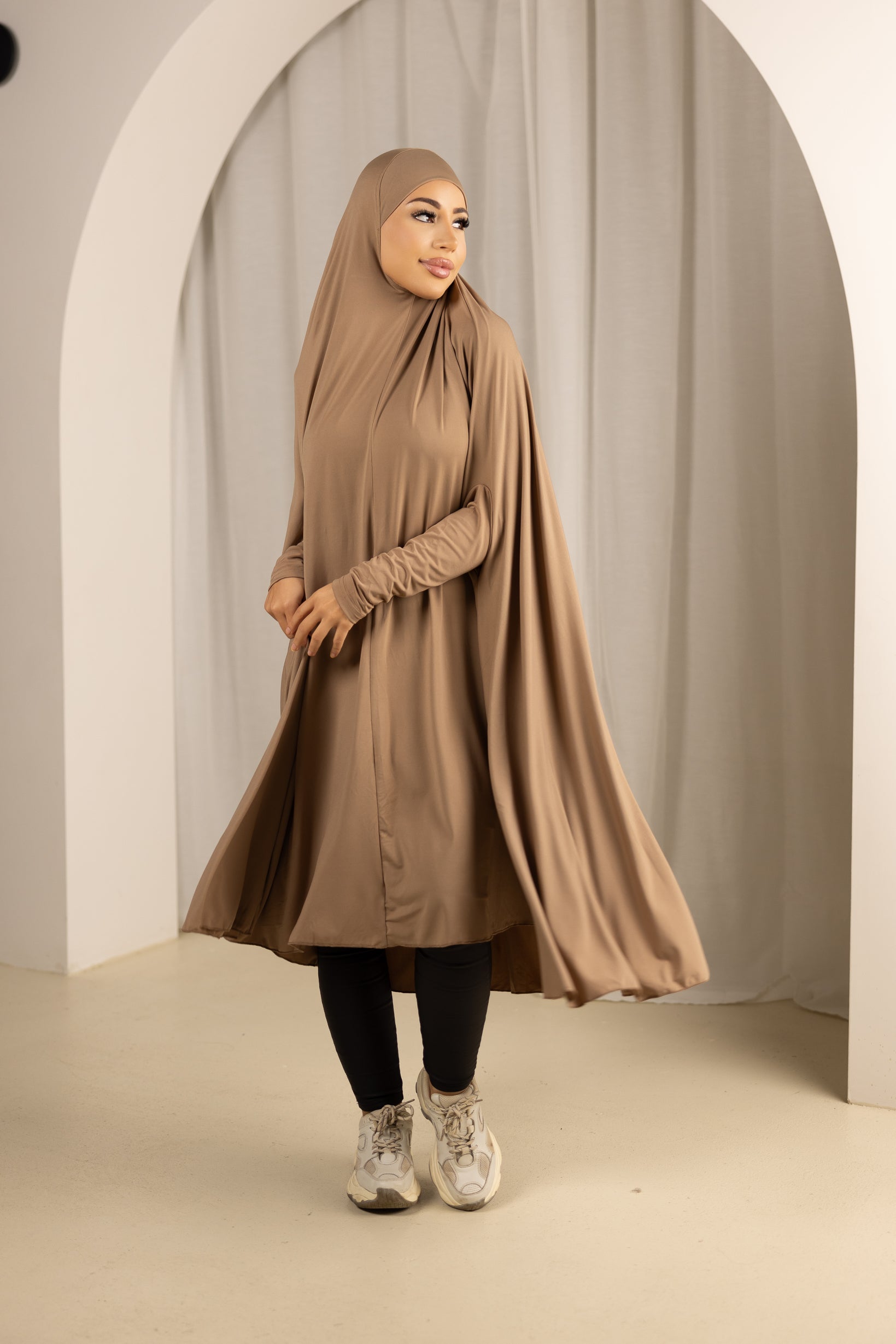 Sleeve Jilbab with Cap - Shades of Brown