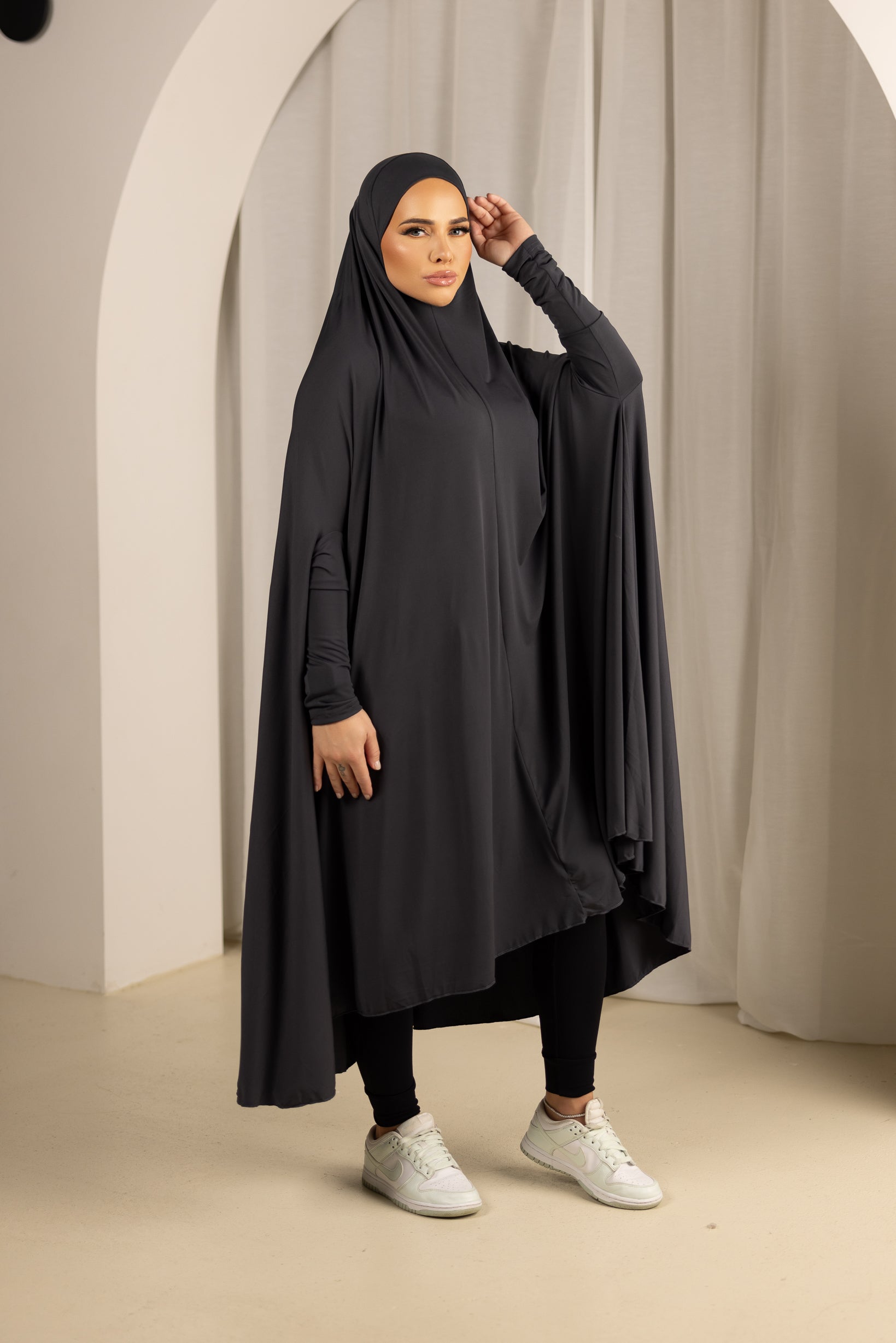 Sleeve Jilbab with Cap - Shades of Black