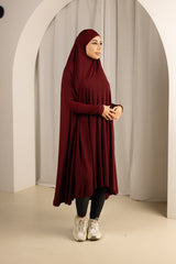 Sleeve Jilbab with Cap - Shades of Red