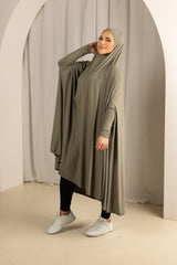 Sleeve Jilbab with Cap - Shades of Green