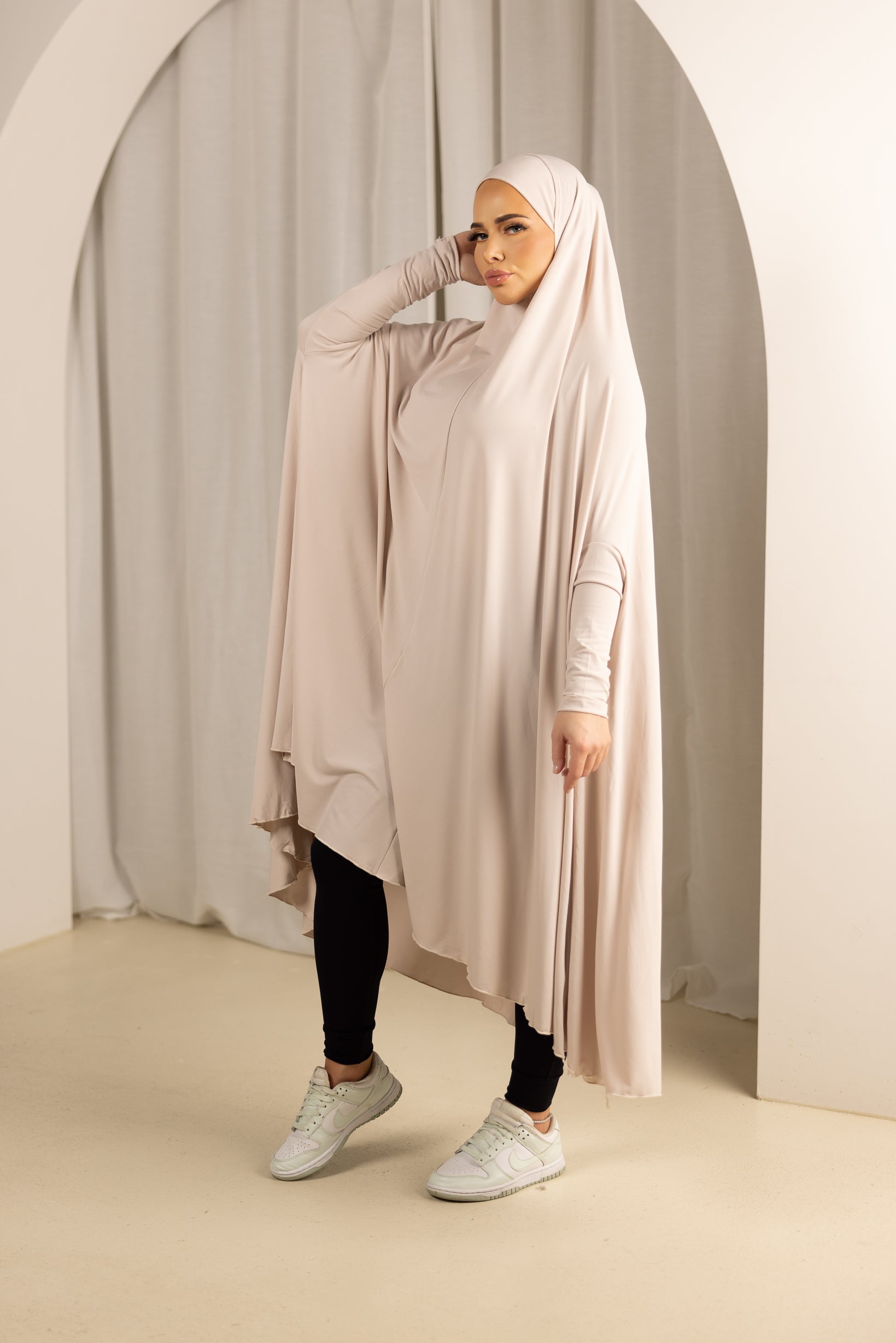 Sleeve Jilbab with Cap - Shades of Nude