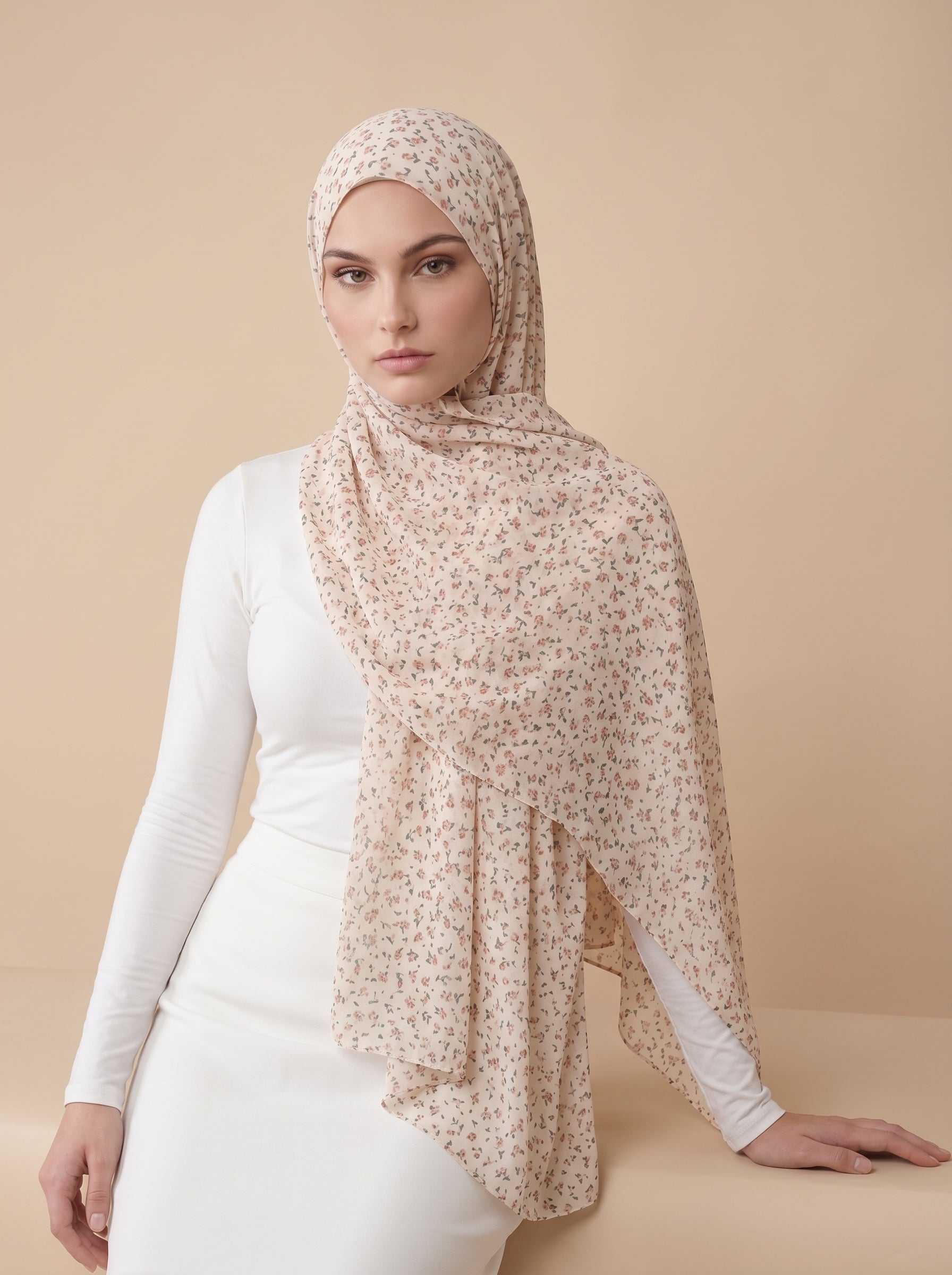 Rose Design Chiffon Scarf