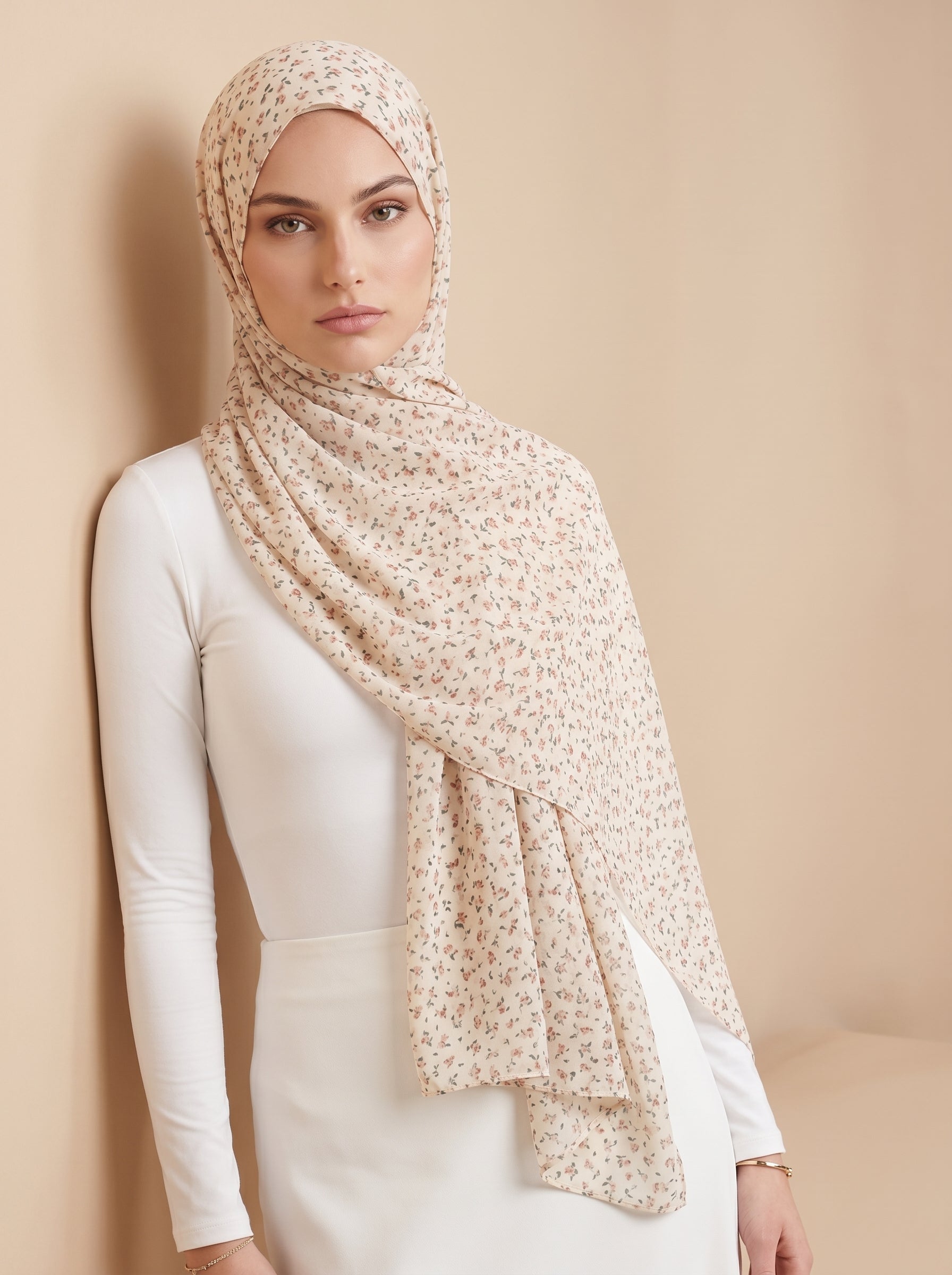 Rose Design Chiffon Scarf
