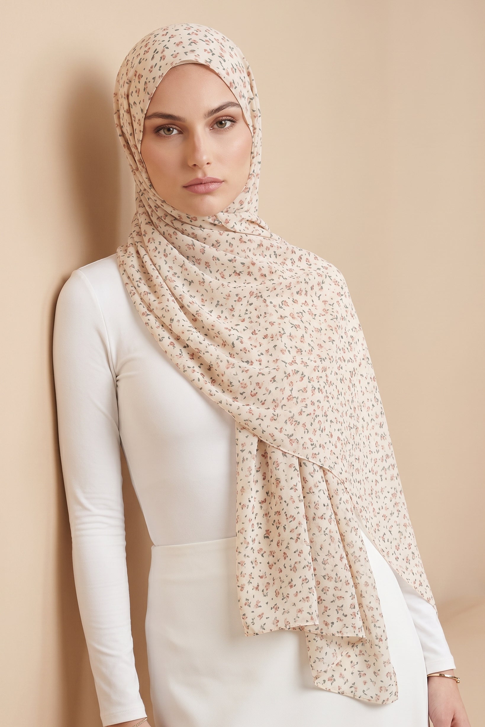 Rose Design Chiffon Scarf