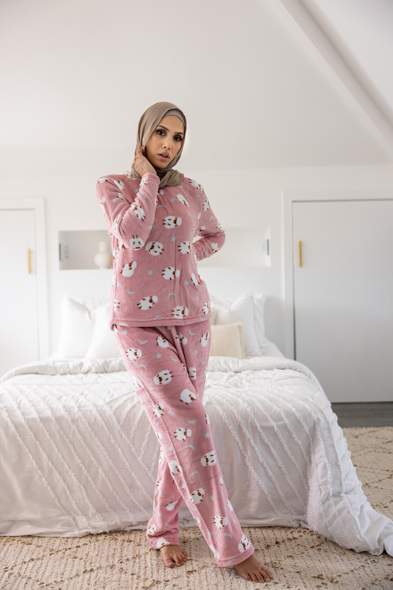 Coordinated Pajama for Women Sheep Print PJ Set Modelle