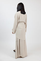 SM8627Beige-dress-skirt-cardigan-set
