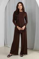 SM8971Chocolate-top-pants-set