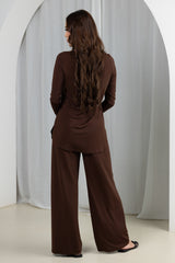 SM8971Chocolate-top-pants-set