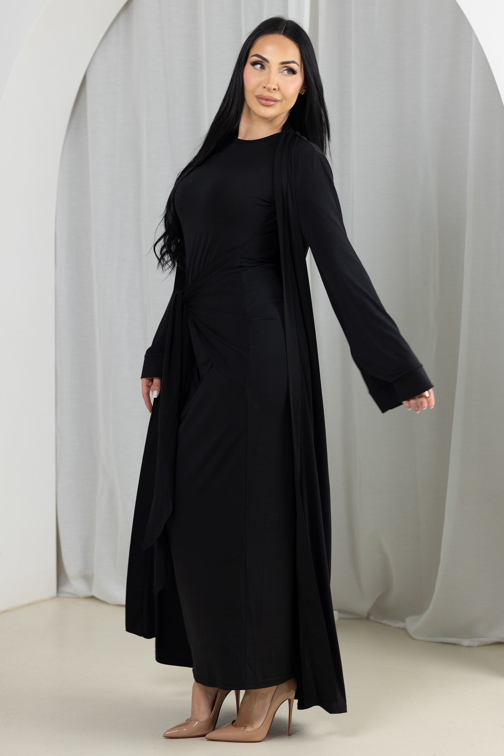 SM9026Black-dress-cardigan-set