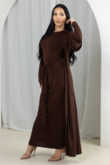 SM9026Chocolate-dress-cardigan-set