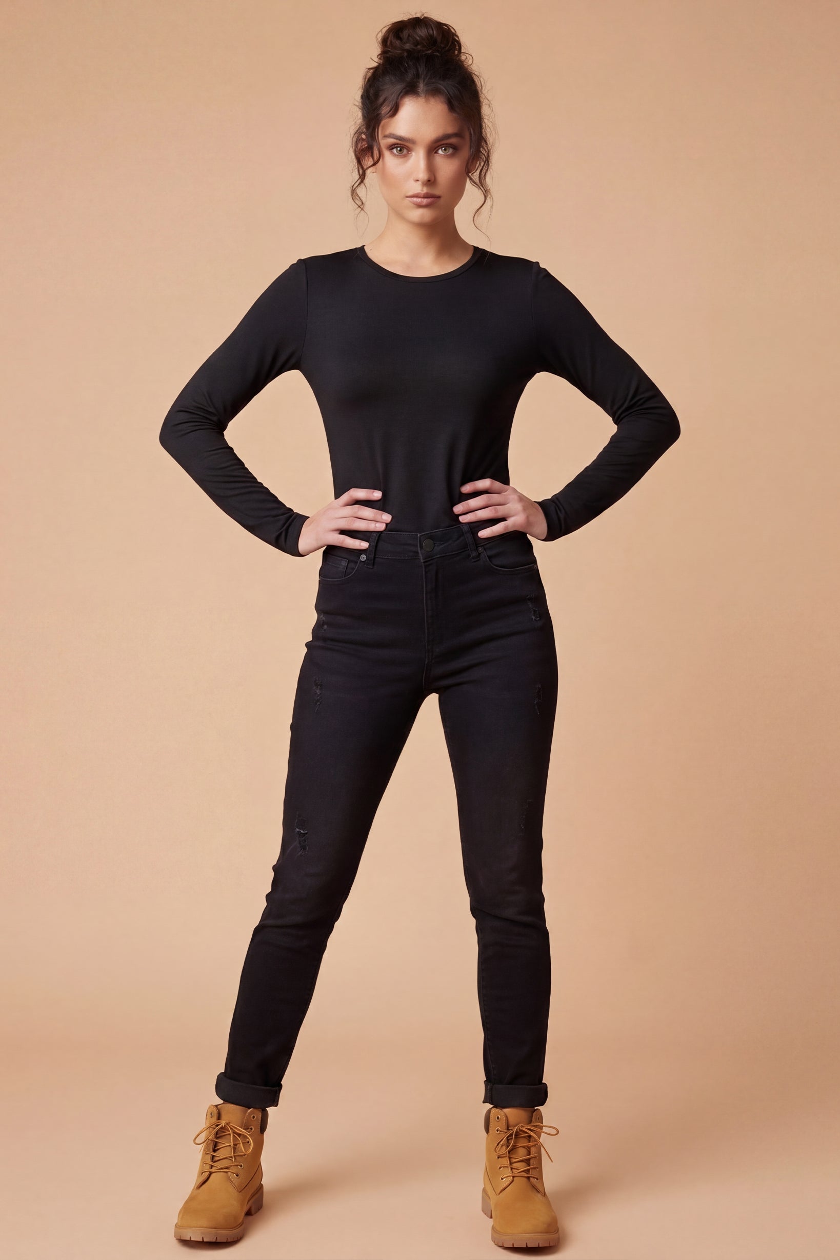 Round Neck Cotton Body Top - Dark Shades