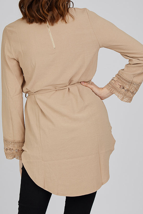 Lace Front Tunic with Tie