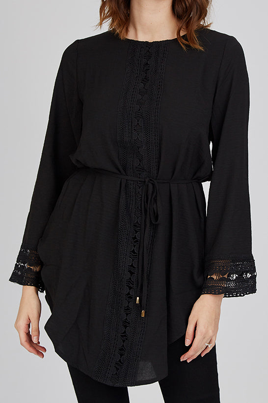 Lace Front Tunic with Tie